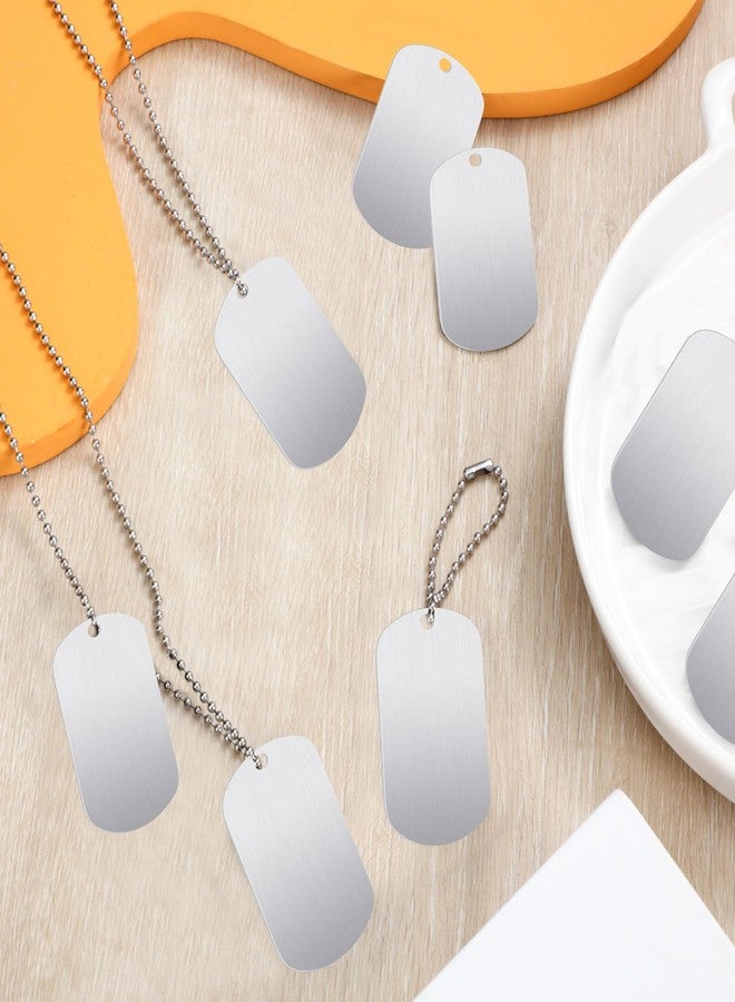 Romooa 20 Pieces Military Dog Tags Set Including 10 Stainless Steel Army Blank Dog Tags 10 Steel Chains Personalized Pet Oval Pendant Necklaces for Stamping Engraving DIY Halloween Craft(Silver) - Image 5